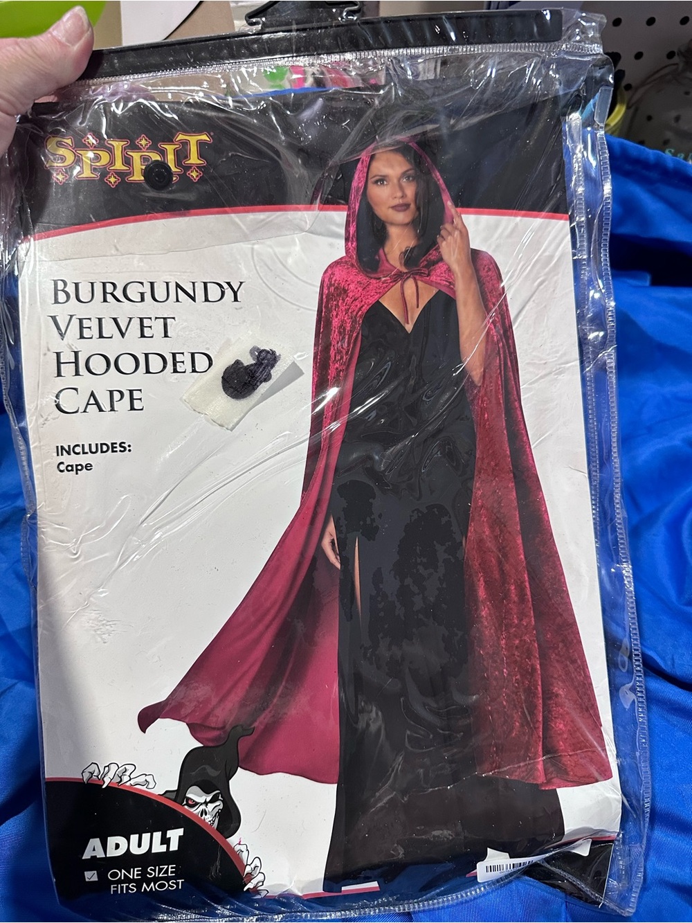 Spirit Burgundy Velvet Hooded Cape Halloween costume